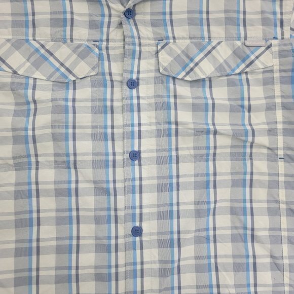 Columbia Mens Size Large Blue Plaid Short Sleeve Button Front Shirt‎ - Picture 3 of 8